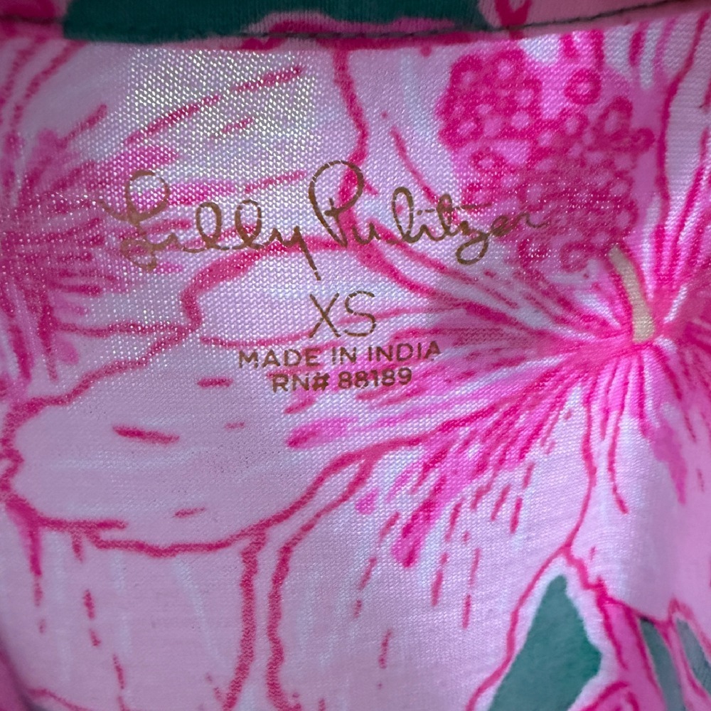 Lilly Pulitzer Alyssa Hibiscus Print Dress Long Sleeve Shift Size XS - Picture 10 of 10
